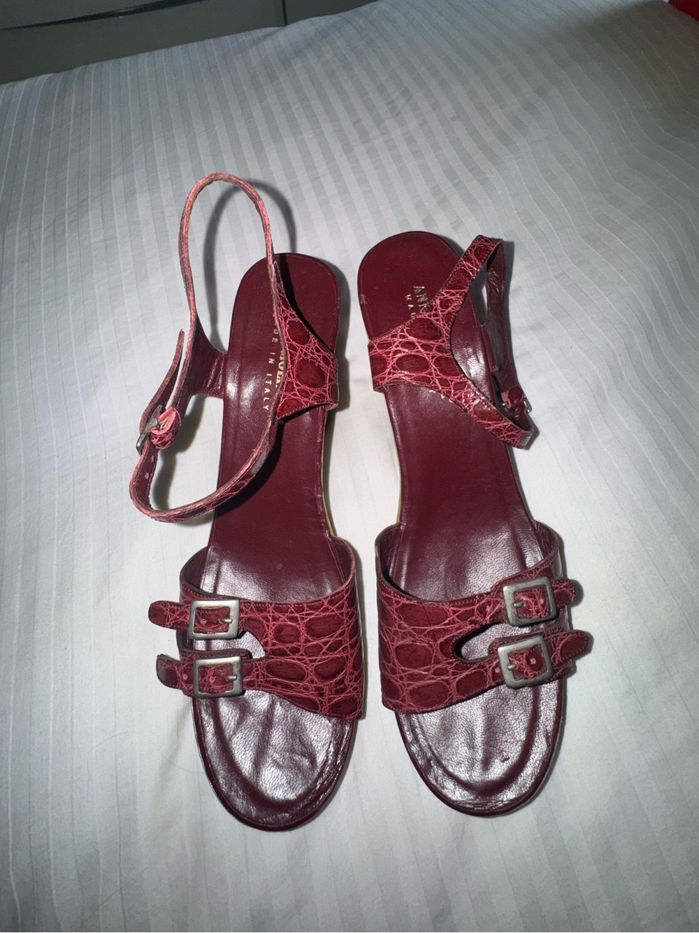 Anna Molinari Deep Burgundy Slingback Sandals